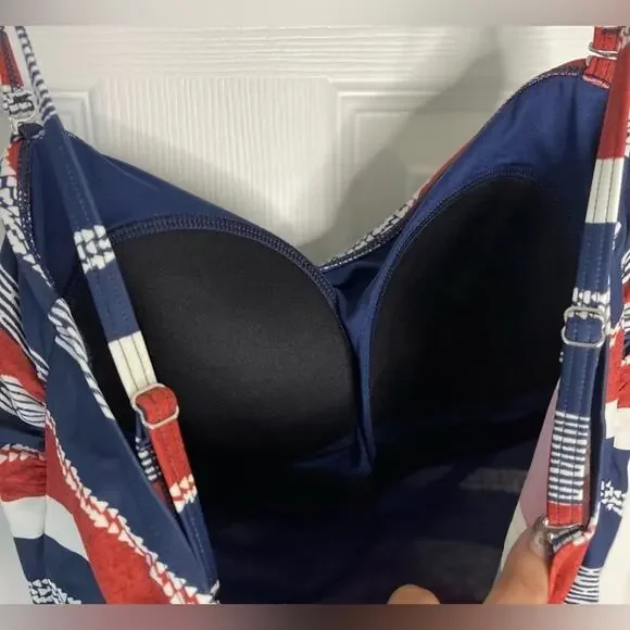 Seekers One-Piece UPF Striped Swimsuit size 12 - Picture 3 of 8